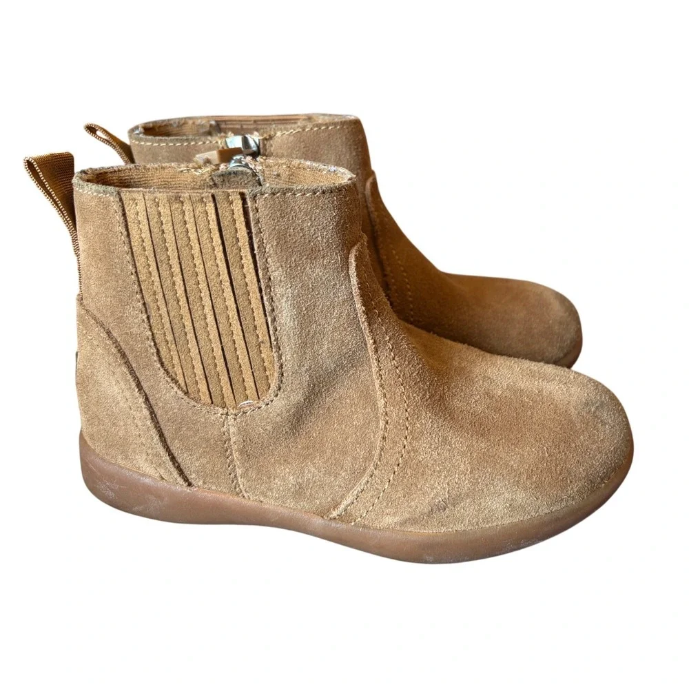 UGG Kids Keelan Suede Ankle Boots‎ Chestnut Tan Zipper 1120955T Size 10 Toddler